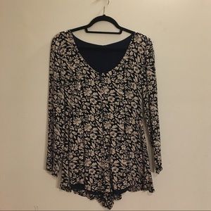 Navy Blue Floral Romper